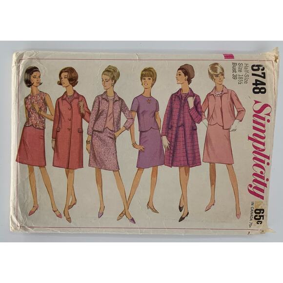 Vintage Sewing Pattern Simplicity 6748 Size 18.5 Women Jacket Only Incomplete - Picture 2 of 7